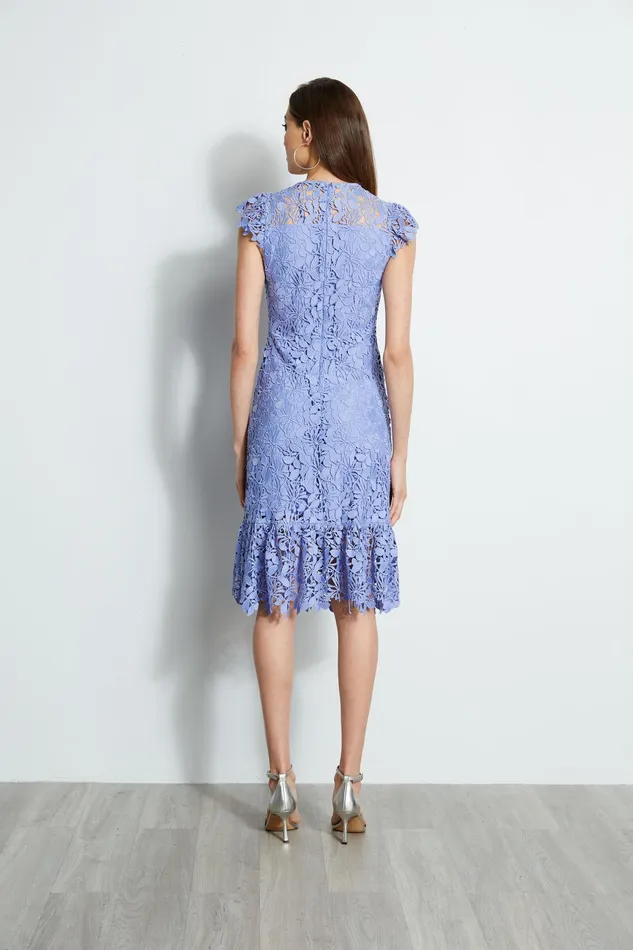 Short Sleeve Dresses Women Elie Tahari Vine Lace Midi Dress WISTERIA