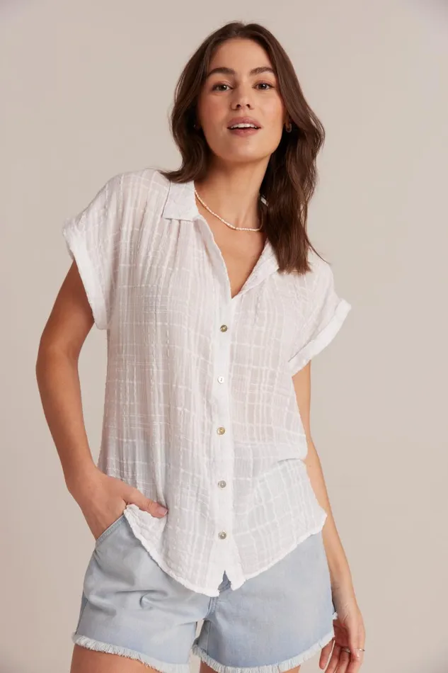 Short Sleeve Women Bella Dahl Cap Sleeve Button Down 8211 White