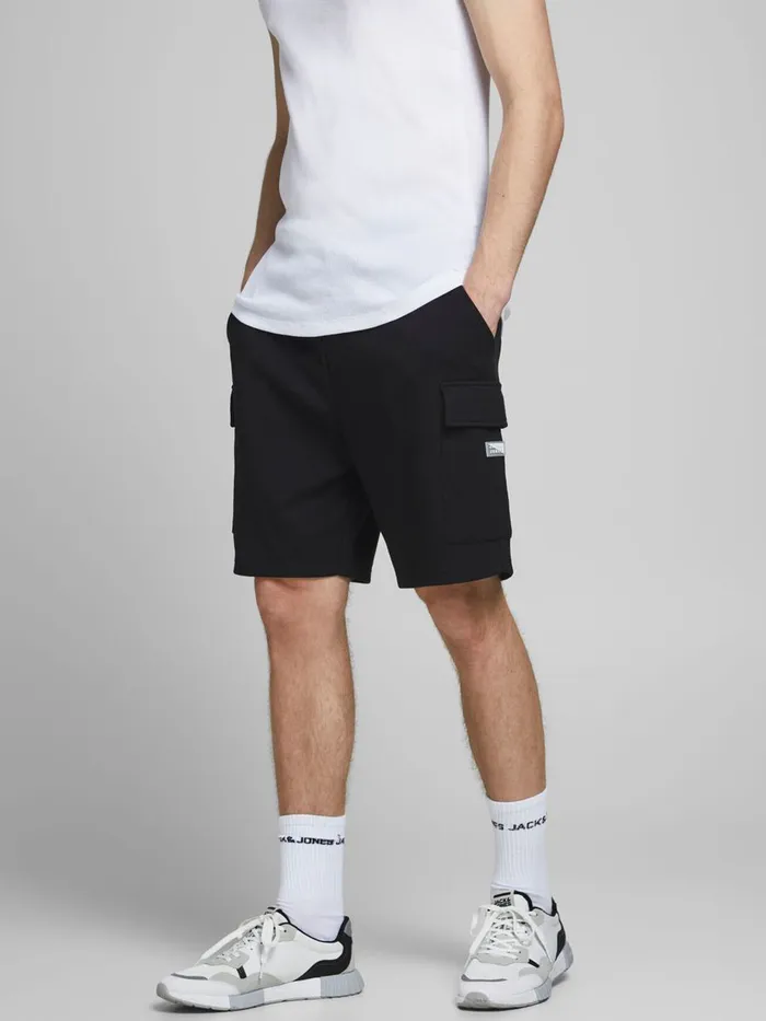 Shorts JACK and JONES Mens AIR CARGO SWEAT SHORTS Black Black On Sale