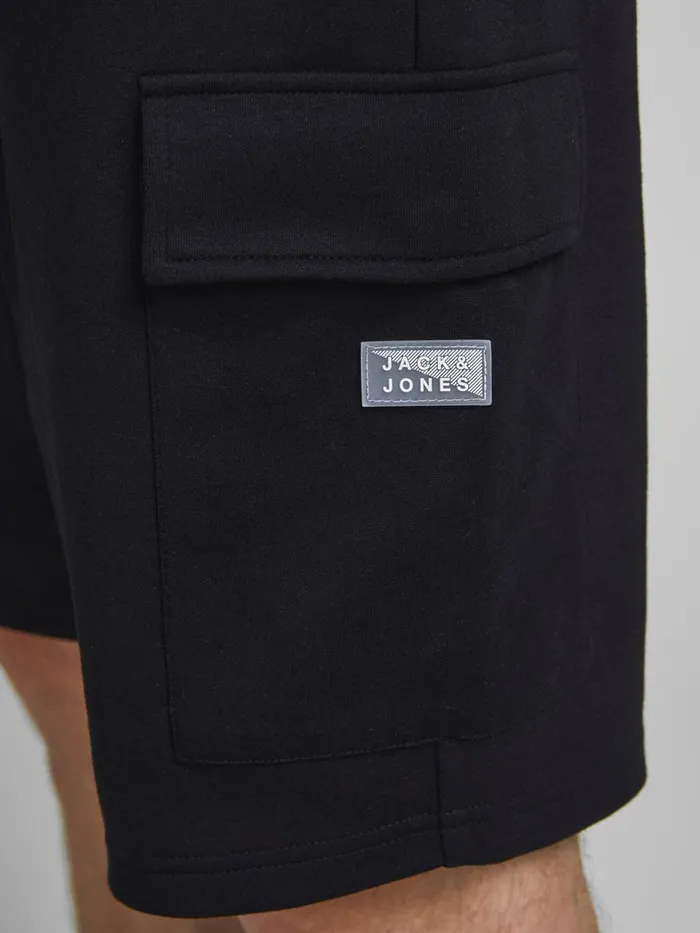 Shorts JACK and JONES Mens AIR CARGO SWEAT SHORTS Black Black On Sale