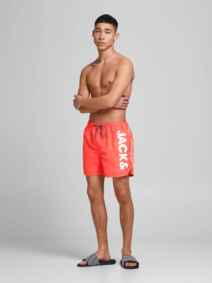 Shorts JACK and JONES Mens BALI AKMLOGO SWIM SHORTS Red Hot Coral Gift Ideas