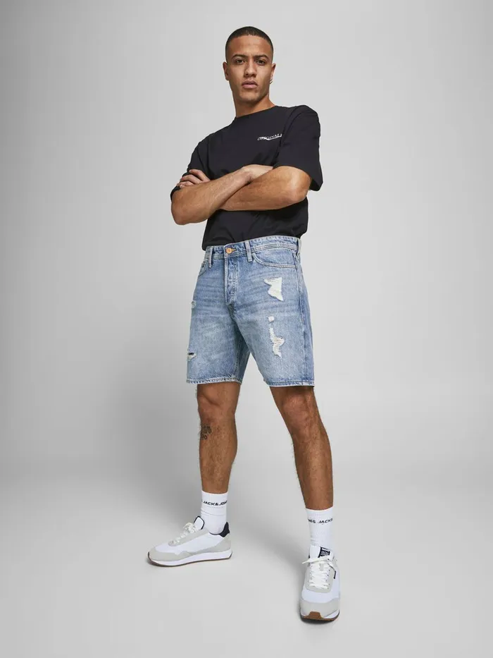 Shorts JACK and JONES Mens CHRIS ORIGINAL AM 764 DENIM SHORTS Blue Blue Denim Cheap On Sale