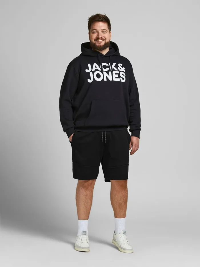 Shorts JACK and JONES Mens CLASSIC PLUS SIZE SWEAT SHORTS Black Black Cheap On Sale