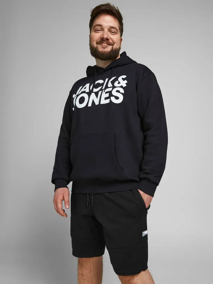 Shorts JACK and JONES Mens CLASSIC PLUS SIZE SWEAT SHORTS Black Black Cheap On Sale