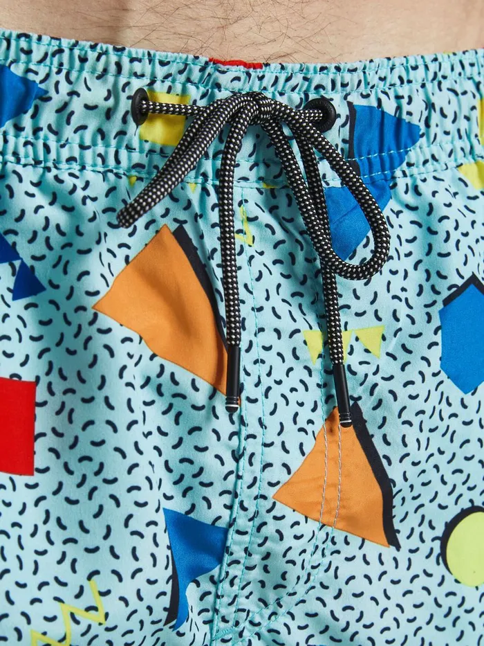 Shorts JACK and JONES Mens PRINTED RECYCLED POLYESTER SWIM SHORTS Blue Petit four Gift for Friend
