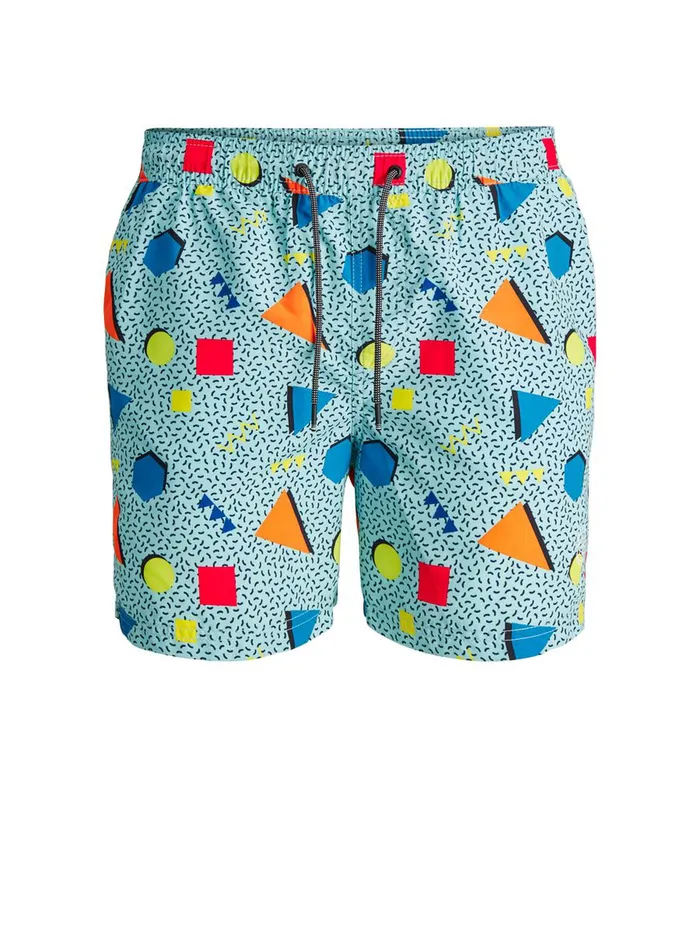 Shorts JACK and JONES Mens PRINTED RECYCLED POLYESTER SWIM SHORTS Blue Petit four Gift for Friend