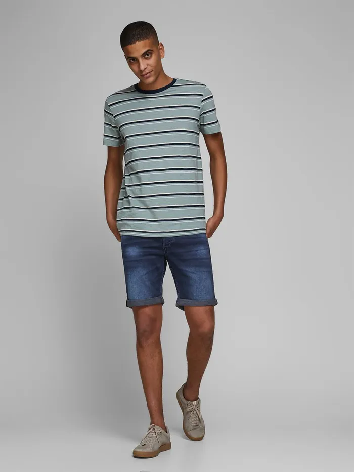 Shorts JACK and JONES Mens RICK ICON GE 011 INDIGO KNIT DENIM SHORTS Blue Blue Denim Gift 4 You