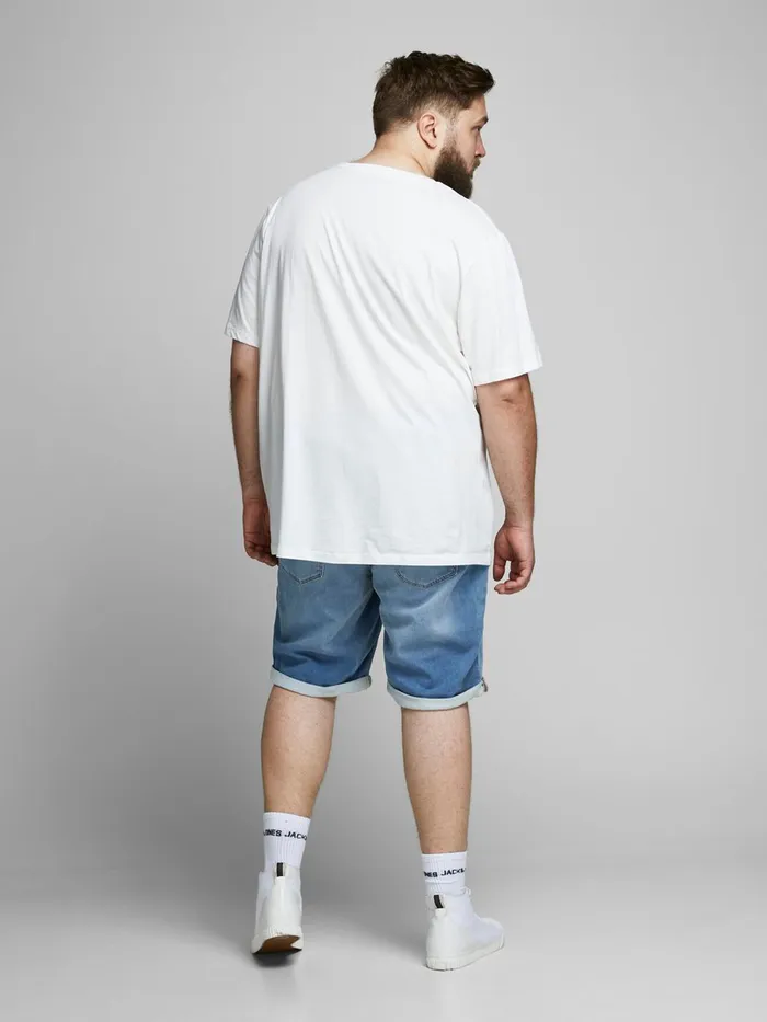 Shorts JACK and JONES Mens RICK ICON INDIGO KNIT PLUS SIZE DENIM SHORTS Blue Blue Denim Gift for Friend