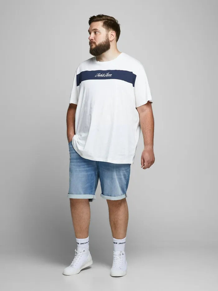 Shorts JACK and JONES Mens RICK ICON INDIGO KNIT PLUS SIZE DENIM SHORTS Blue Blue Denim Gift for Friend