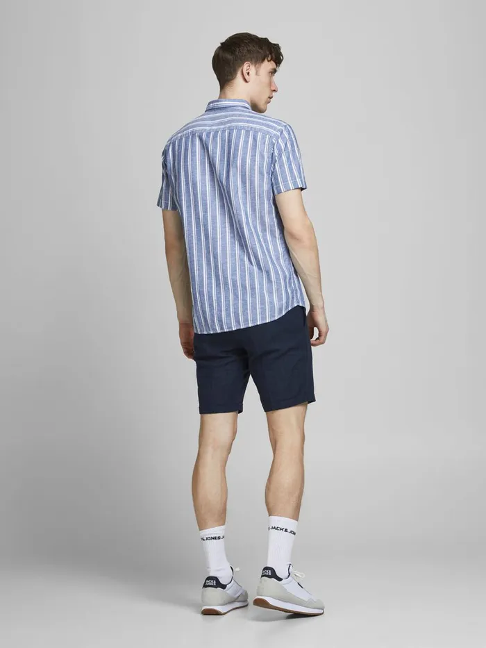 Shorts JACK and JONES Mens SLIM FIT LINEN BLEND CHINO SHORTS Blue Dark Navy Near Me