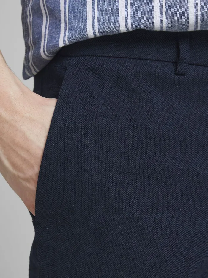 Shorts JACK and JONES Mens SLIM FIT LINEN BLEND CHINO SHORTS Blue Dark Navy Near Me
