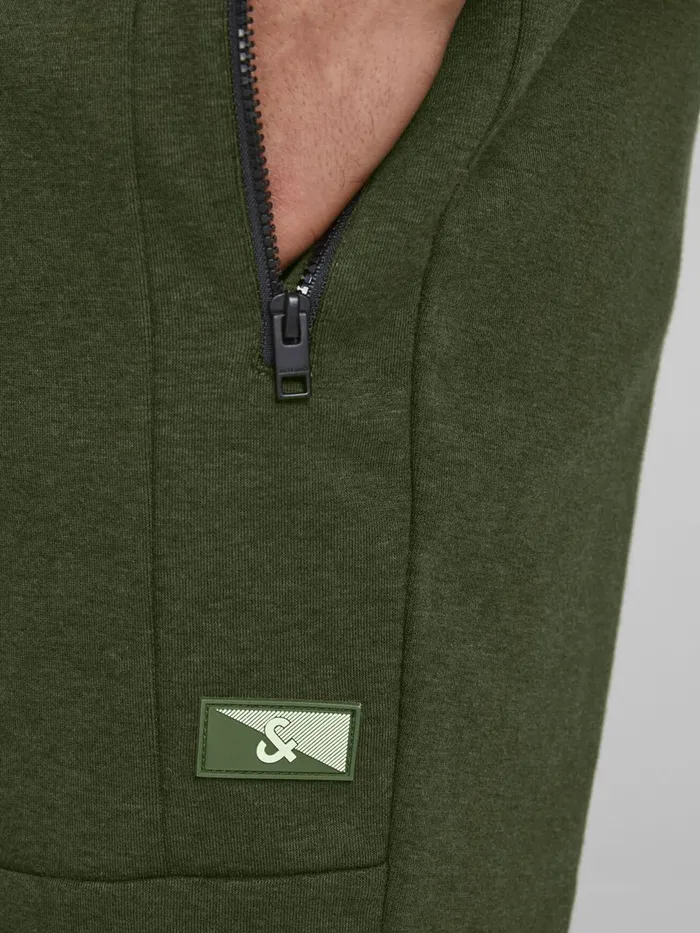 Shorts JACK and JONES Mens ZIP POCKET INTERLOCK SWEAT SHORTS Green Deep Lichen Green Near Me