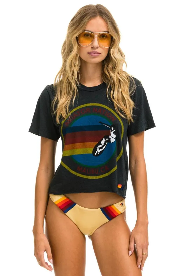 Signature Malibu Boyfriend Tee 8211 Charcoal Women Aviator Nation Tees