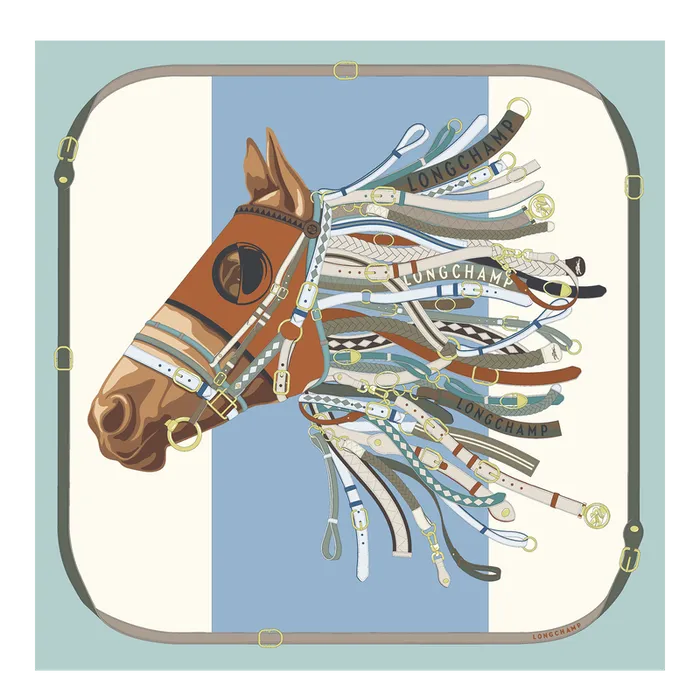 Silk Scarves Longchamp Women Tte de cheval Silk scarf 90 Vervain