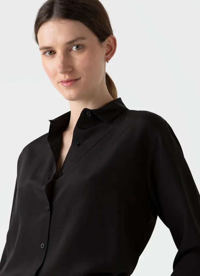 Silk Shirt Black Women SUNSPEL Shirts and Blouses