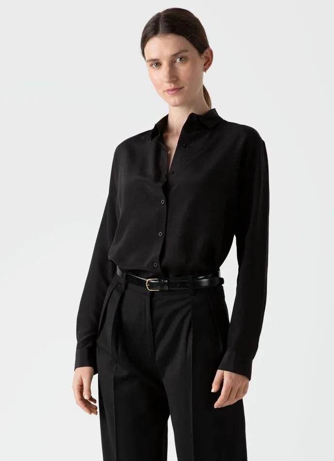 Silk Shirt Black Women SUNSPEL Shirts and Blouses