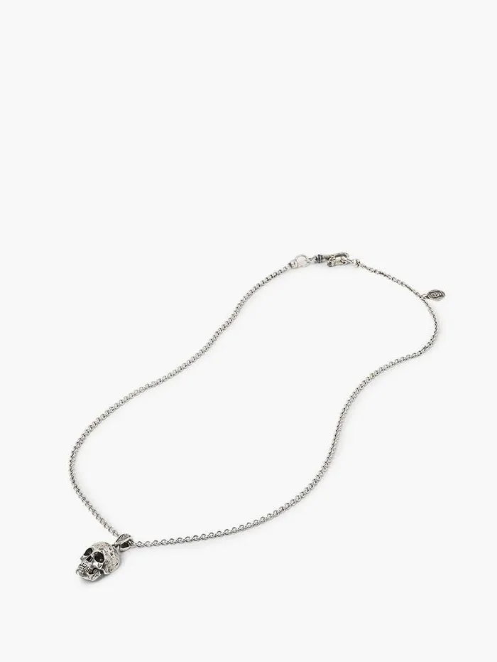 SILVER DISTRESSED SKULL NECKLACE Silver Men John Varvatos Jewelry