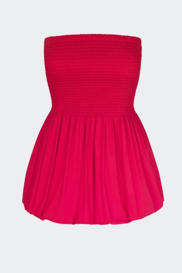 Simon Miller Dresses Women Belle Smocked Dress In Lucky Red Cotton