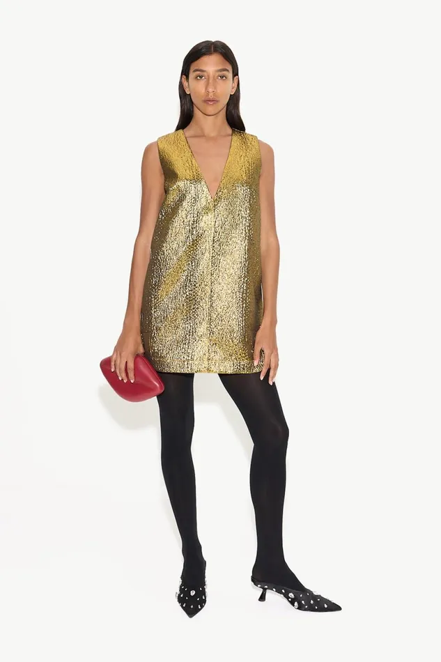 Simon Miller Dresses Women Fountain Metallic Mini Dress In Star Gold
