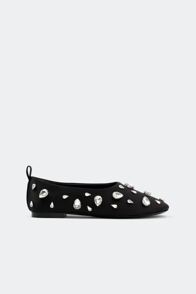 Simon Miller Flats Women Teardrop Crystal Riad Flat In BlackClear