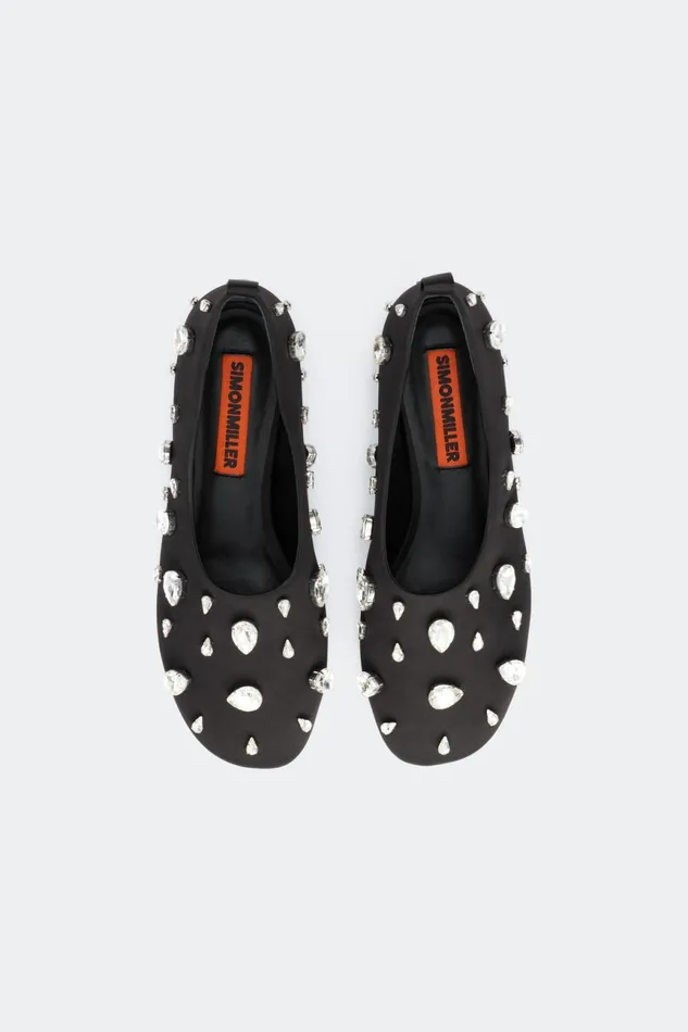 Simon Miller Flats Women Teardrop Crystal Riad Flat In BlackClear Simon Miller Flats Women Teardrop Crystal Riad Flat In BlackClear