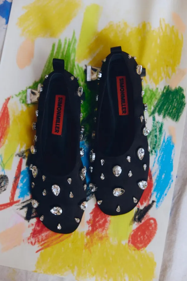 Simon Miller Flats Women Teardrop Crystal Riad Flat In BlackClear Simon Miller Flats Women Teardrop Crystal Riad Flat In BlackClear