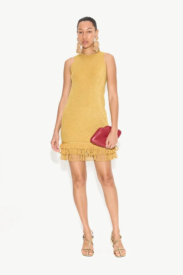 Simon Miller Knitwear Women Albers Knit Mini Dress In Star Gold Simon Miller Knitwear Women Albers Knit Mini Dress In Star Gold
