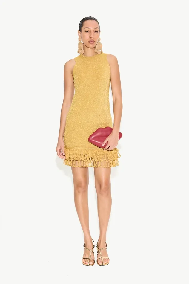 Simon Miller Knitwear Women Albers Knit Mini Dress In Star Gold Simon Miller Knitwear Women Albers Knit Mini Dress In Star Gold