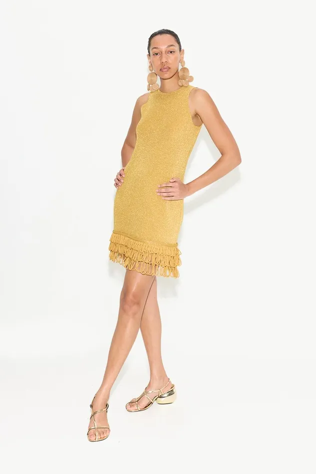 Simon Miller Knitwear Women Albers Knit Mini Dress In Star Gold Simon Miller Knitwear Women Albers Knit Mini Dress In Star Gold