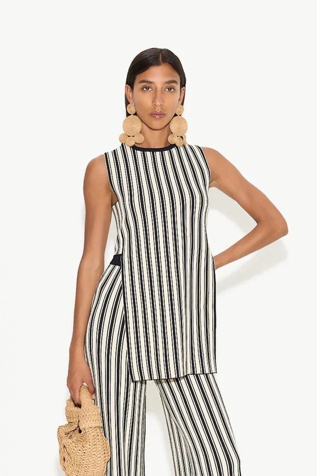 Simon Miller Knitwear Women Knits By Canoga Top In BlackRice Flour Stripe