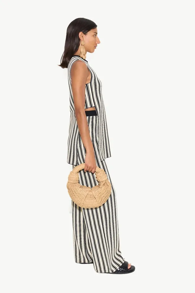 Simon Miller Knitwear Women Knits By Canoga Top In BlackRice Flour Stripe Simon Miller Knitwear Women Knits By Canoga Top In BlackRice Flour Stripe