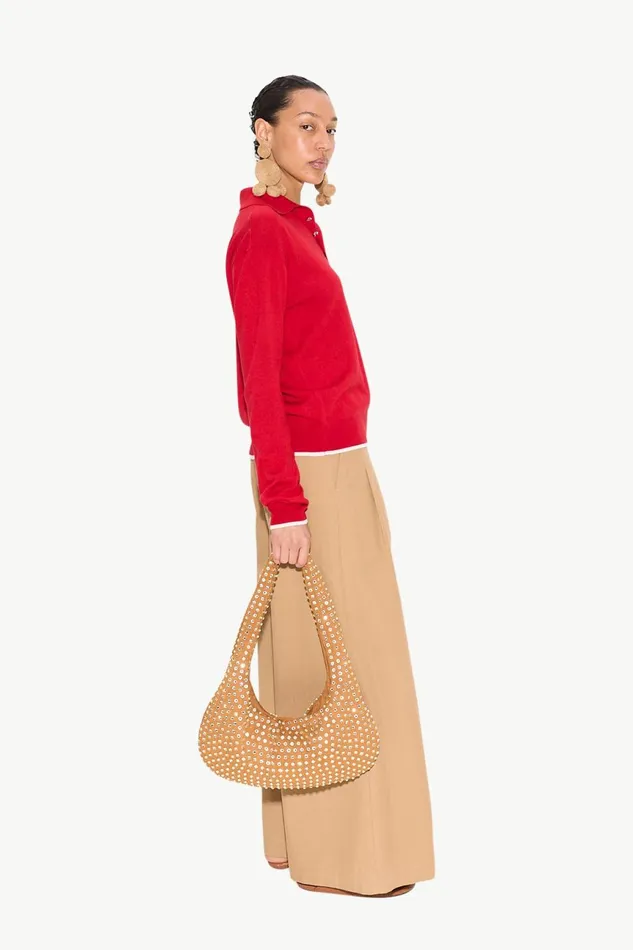 Simon Miller Knitwear Women Marcel Polo Sweater In Lucky Red Merino Wool Simon Miller Knitwear Women Marcel Polo Sweater In Lucky Red Merino Wool