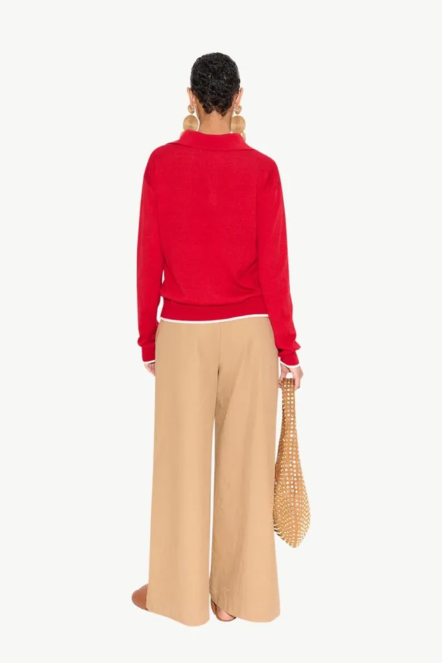 Simon Miller Knitwear Women Marcel Polo Sweater In Lucky Red Merino Wool Simon Miller Knitwear Women Marcel Polo Sweater In Lucky Red Merino Wool