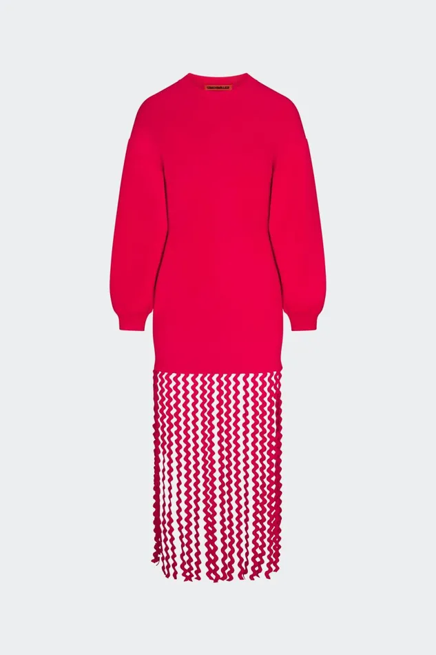 Simon Miller Knitwear Women Wallis Knit Fringe Dress In Cherry Red Simon Miller Knitwear Women Wallis Knit Fringe Dress In Cherry Red