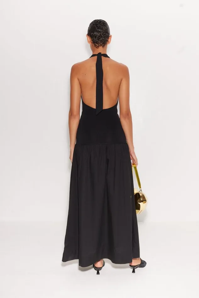 Simon Miller Poplin Women Junjo Combo Dress In Black Simon Miller Poplin Women Junjo Combo Dress In Black