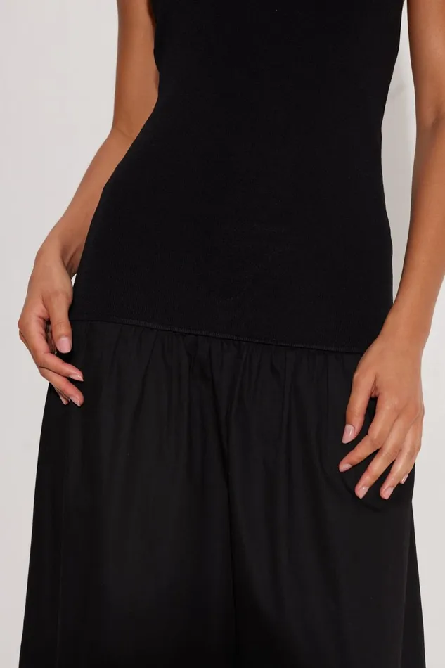 Simon Miller Poplin Women Junjo Combo Dress In Black Simon Miller Poplin Women Junjo Combo Dress In Black