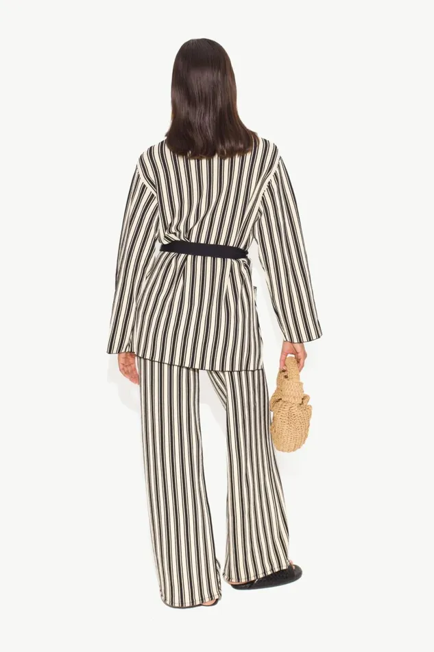 Simon Miller Tops Women Max Belted Knit Cardigan In BlackRice Flour Stripe Simon Miller Tops Women Max Belted Knit Cardigan In BlackRice Flour Stripe