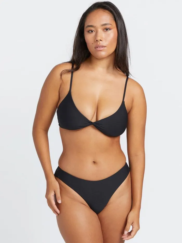 Simply Seamless Vneck Bikini Top 8211 Black Womens Volcom Bikinis