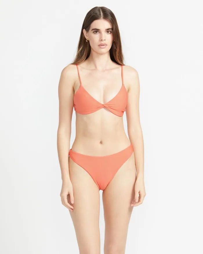 Simply Seamless Vneck Bikini Top 8211 Electric Coral Womens Volcom Swim