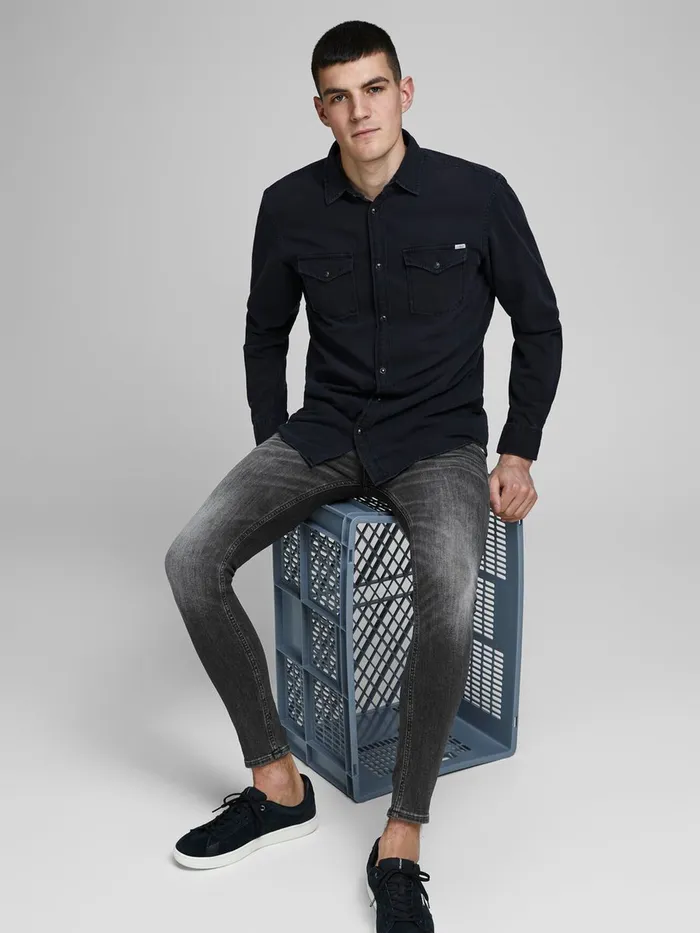 Skinny Jeans JACK and JONES Mens TOM ORIGINAL AM 817 SKINNY FIT JEANS Grey Black Denim