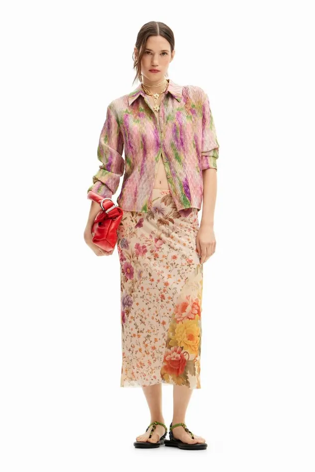 Skirts And Shorts Women Desigual Floral Patchwork Midi Skirt Materialfinishes Skirts And Shorts Women Desigual Floral Patchwork Midi Skirt Materialfinishes