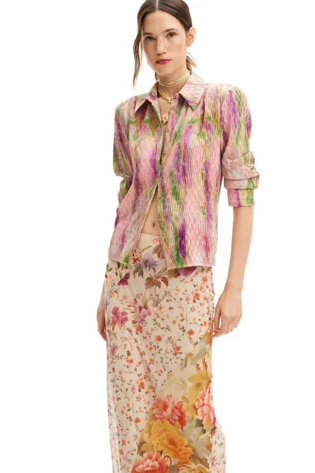 Skirts And Shorts Women Desigual Floral Patchwork Midi Skirt Materialfinishes