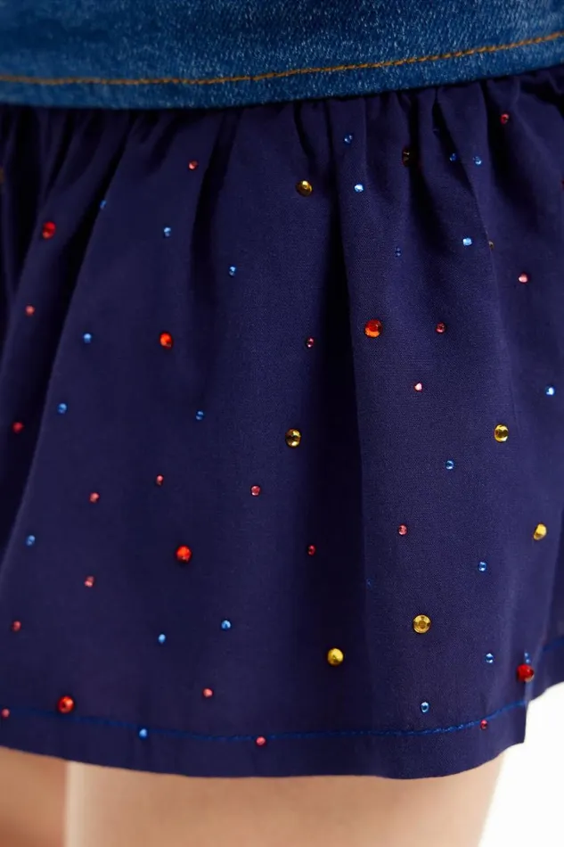 Skirts And Trousers Kids Desigual Denim Mini Skirt With Ruffle And Polka Dots Blue