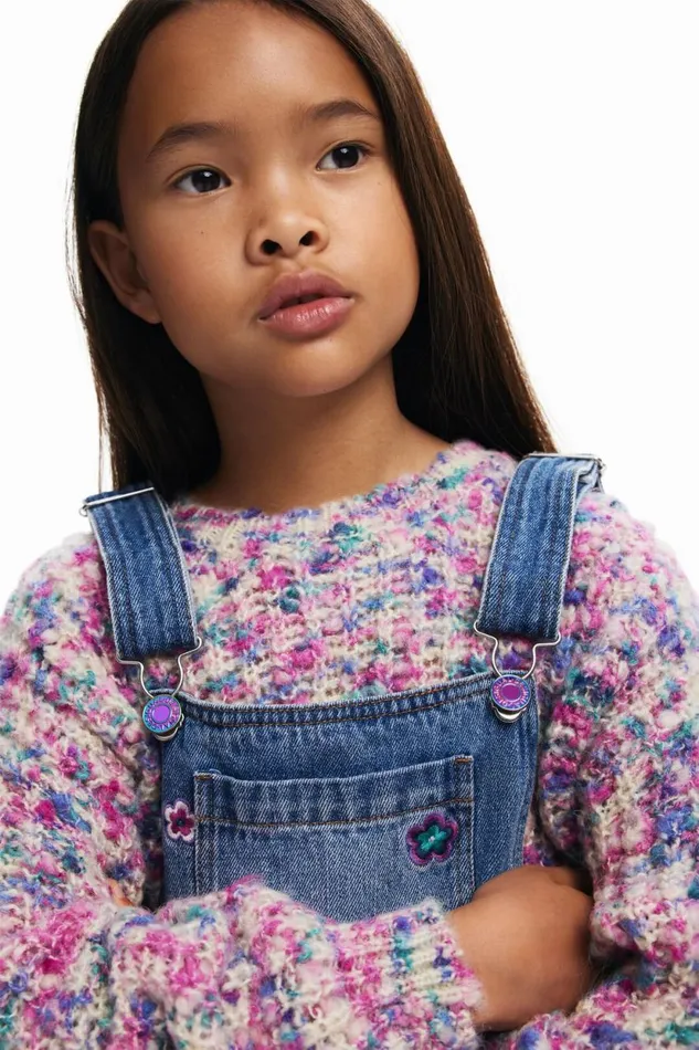 Skirts And Trousers Kids Desigual Long Floral Overalls Blue