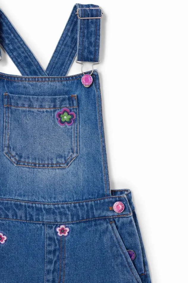 Skirts And Trousers Kids Desigual Long Floral Overalls Blue