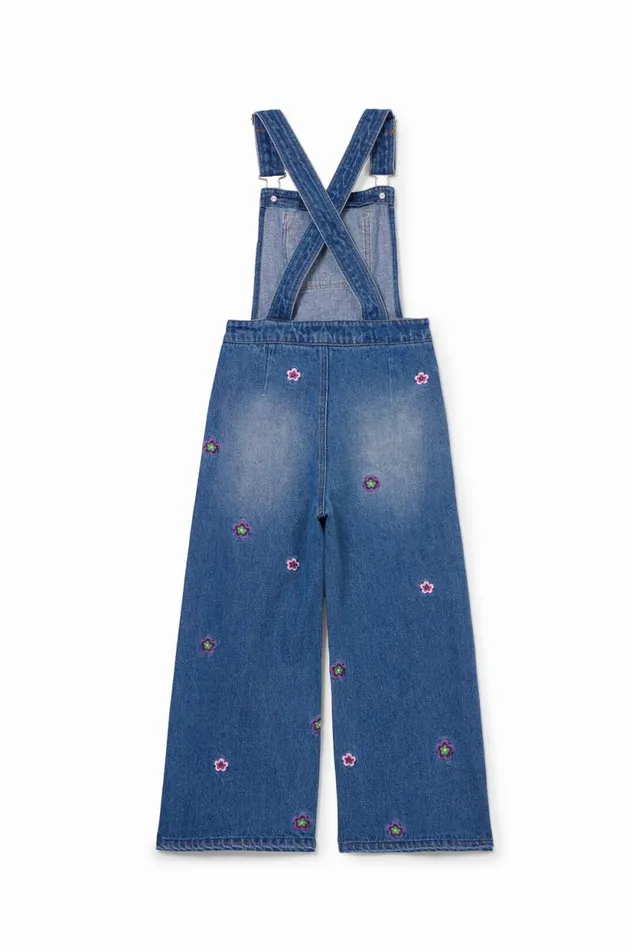 Skirts And Trousers Kids Desigual Long Floral Overalls Blue