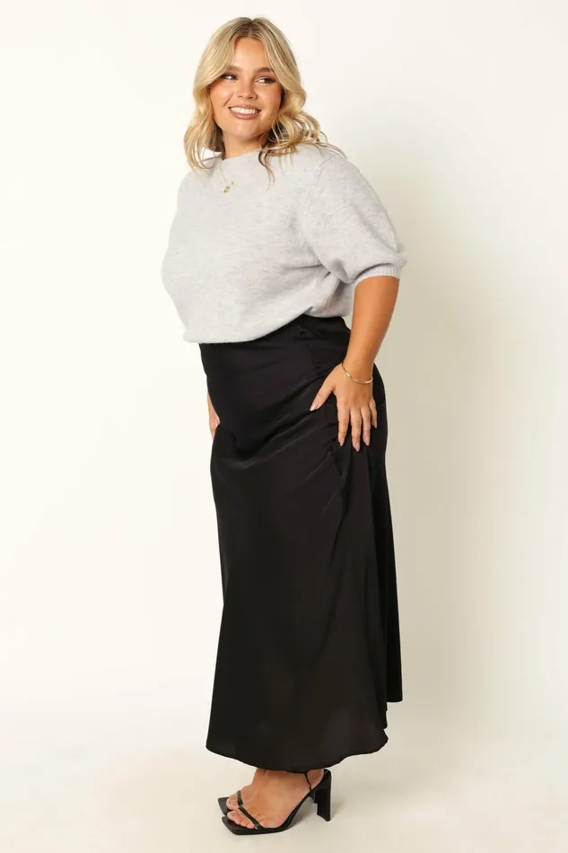 Skirts Nellie Satin Midi Skirt Black 8211 Petal and Pup Women