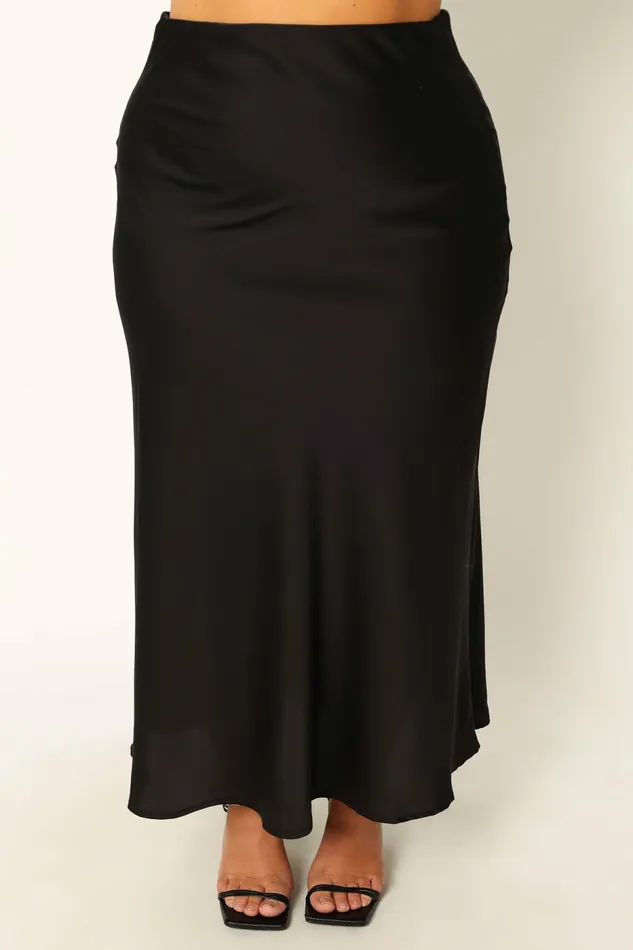 Skirts Nellie Satin Midi Skirt Black 8211 Petal and Pup Women