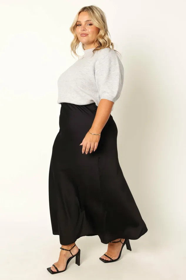 Skirts Nellie Satin Midi Skirt Black 8211 Petal and Pup Women