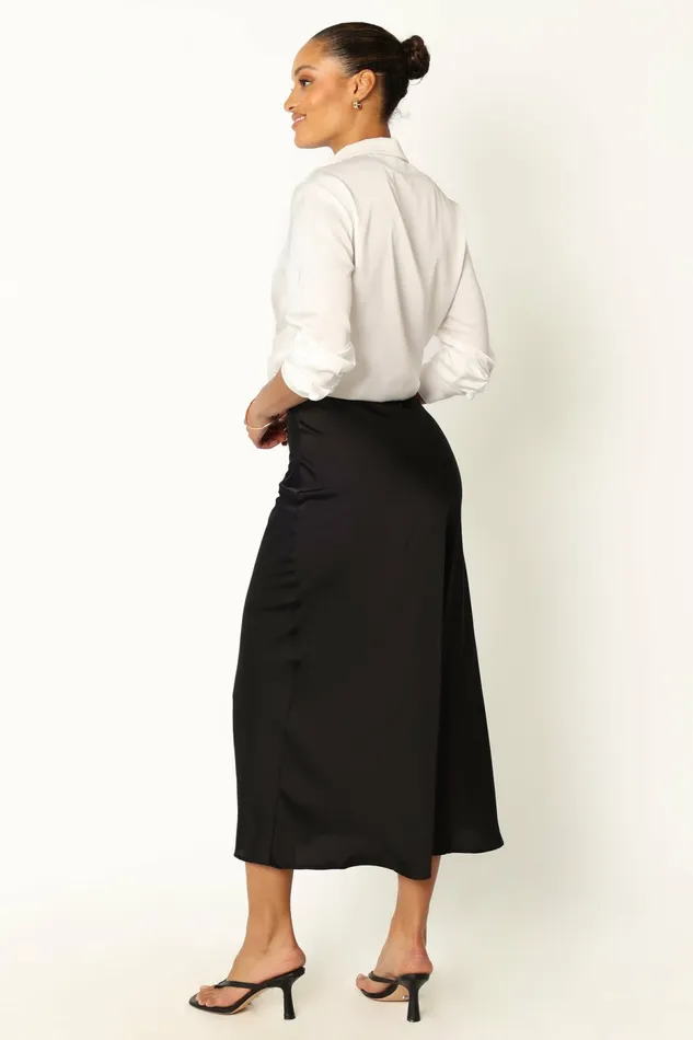 Skirts Nellie Satin Midi Skirt Black 8211 Petal and Pup Women